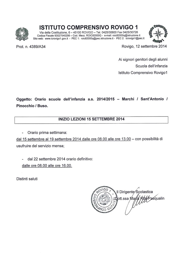 orario inf 2015